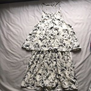 Black and white halter romper EUC