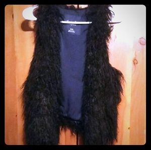 American Eagle Outfitters Black Fur Vest Size M