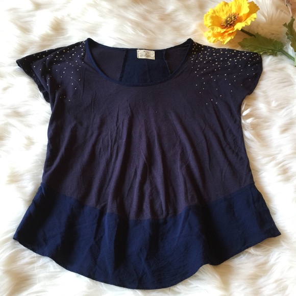 Urban Outfitters Tops - Urban Outfitters Navy Blue Short Sleeve Blouse