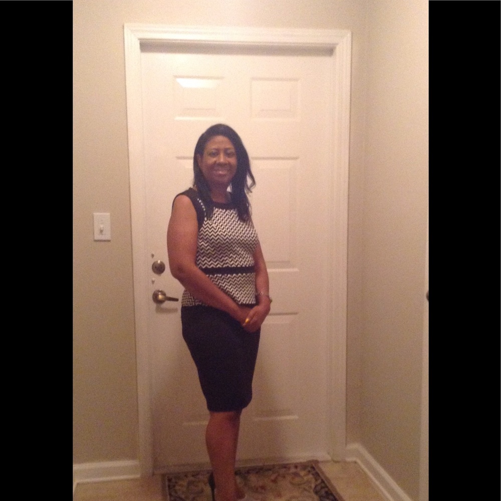 Black and white peplum dress