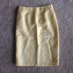 BR yellow and white pencil skirt