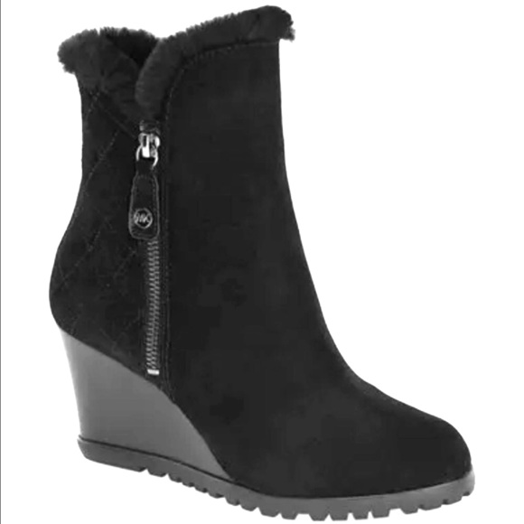 Suede Black Wedge Boots 👢 - Picture 1 of 8