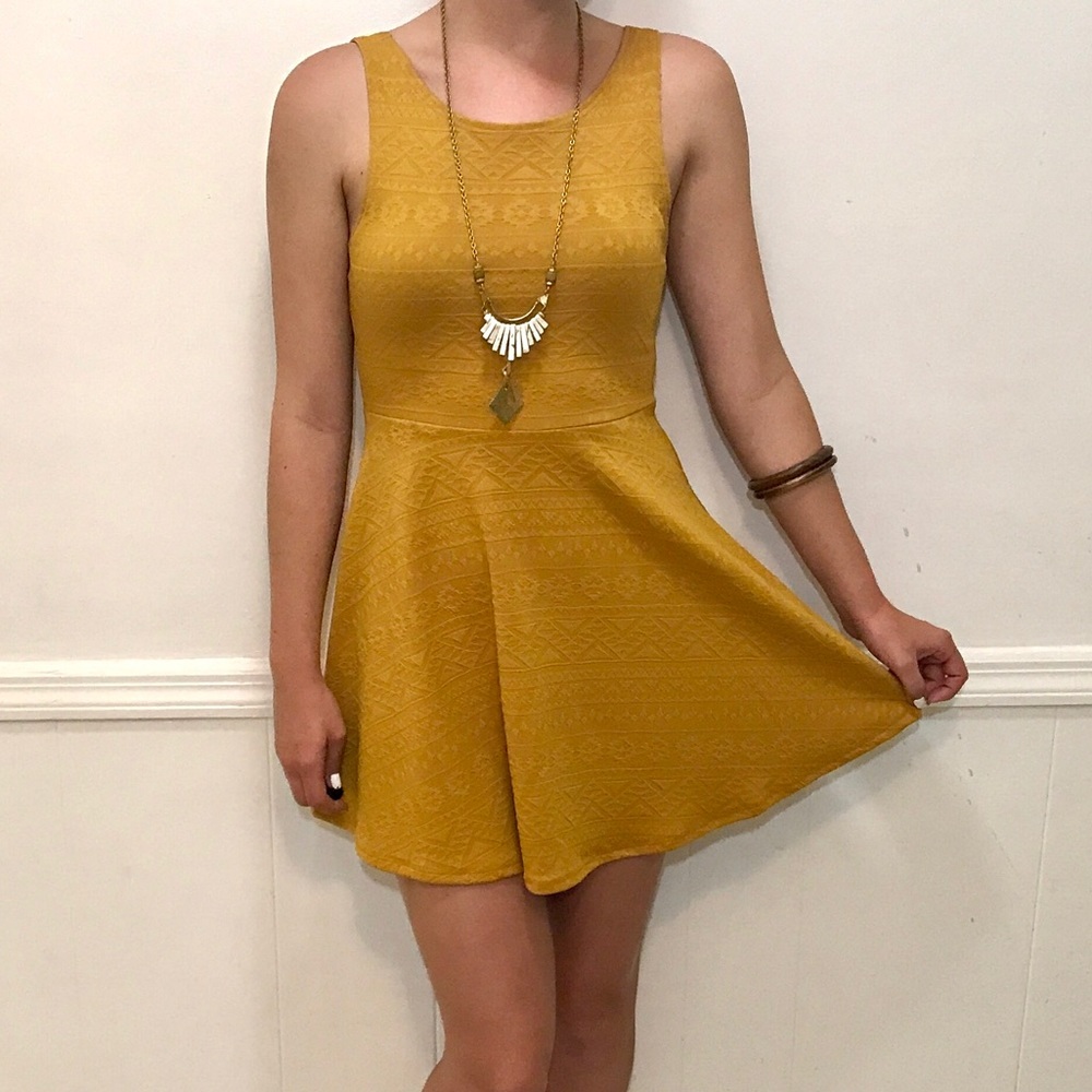 Mustard Yellow Skater Dress