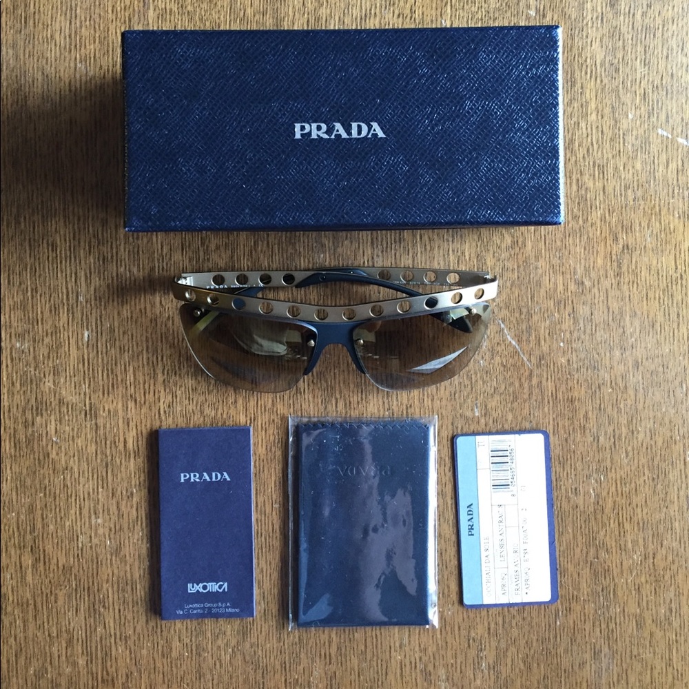 🚫SOLD🚫Prada Gold Perforated Sunglasses - Picture 2 of 3