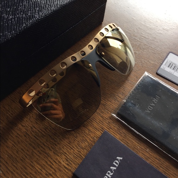 🚫SOLD🚫Prada Gold Perforated Sunglasses - Picture 3 of 3
