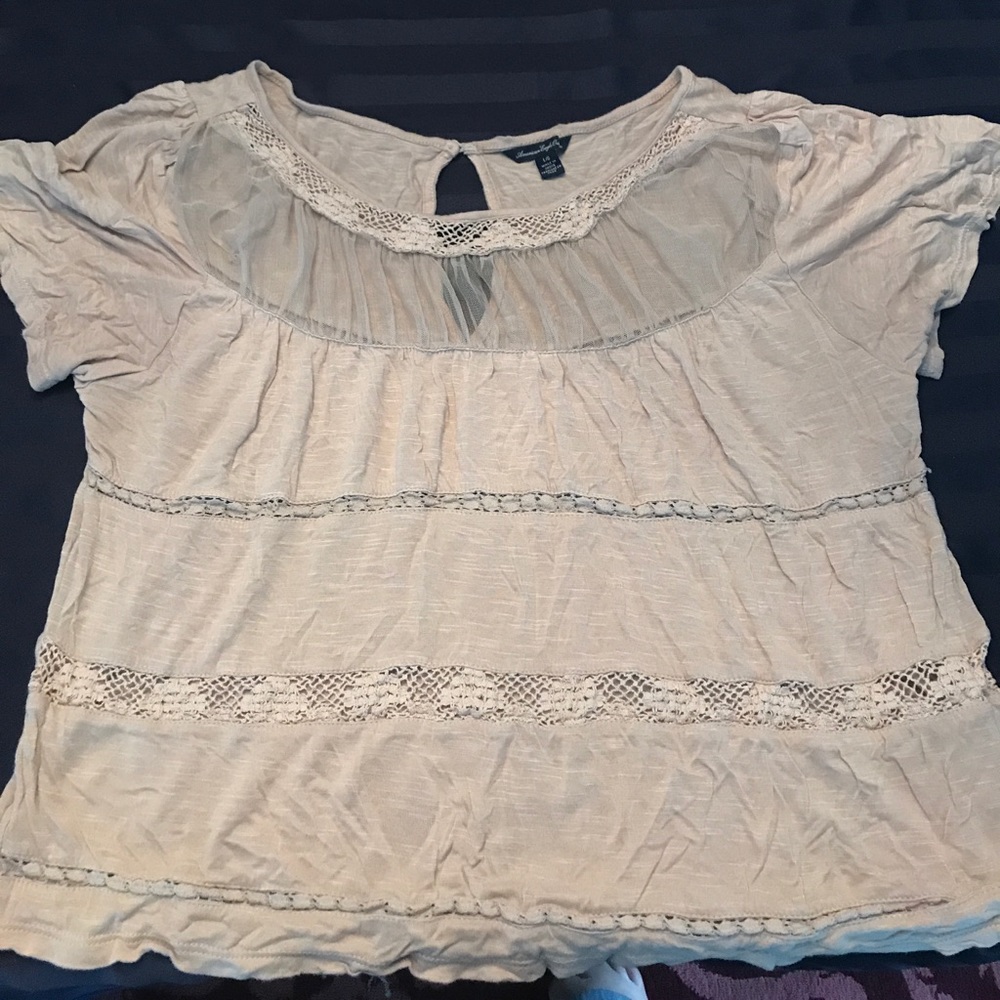 ✨Tan lace and sheer top☺️