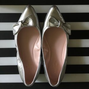 Silver Kate Spade bow flats