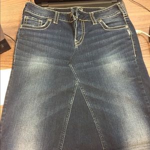 Silver denim skirt