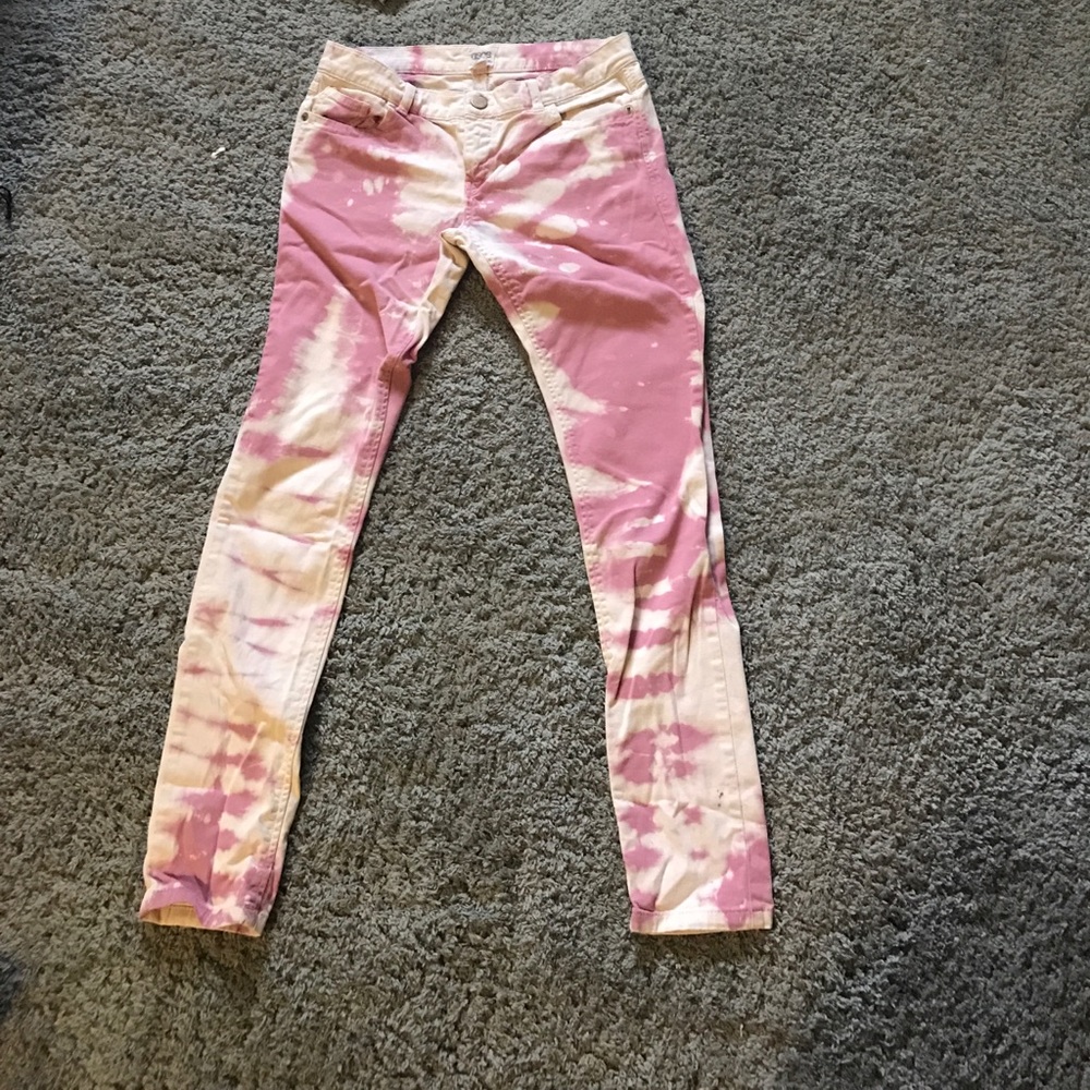 Pink tie dye skinny jeans