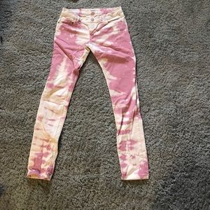 Pink tie dye skinny jeans