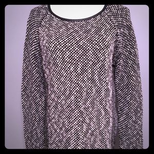 Zara knit & faux leather neckline sweater