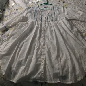 BOHO STYLE V NECK COTTON TUNIC/ EXTRA LONG