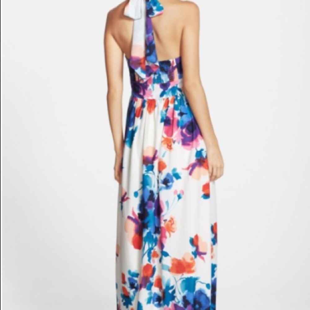 Floral Print Halter Maxi Dress