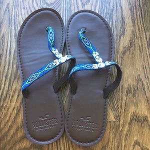 leather hollister flip flops