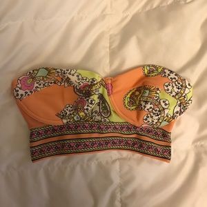 River Island orange and paisley bathing suit top.