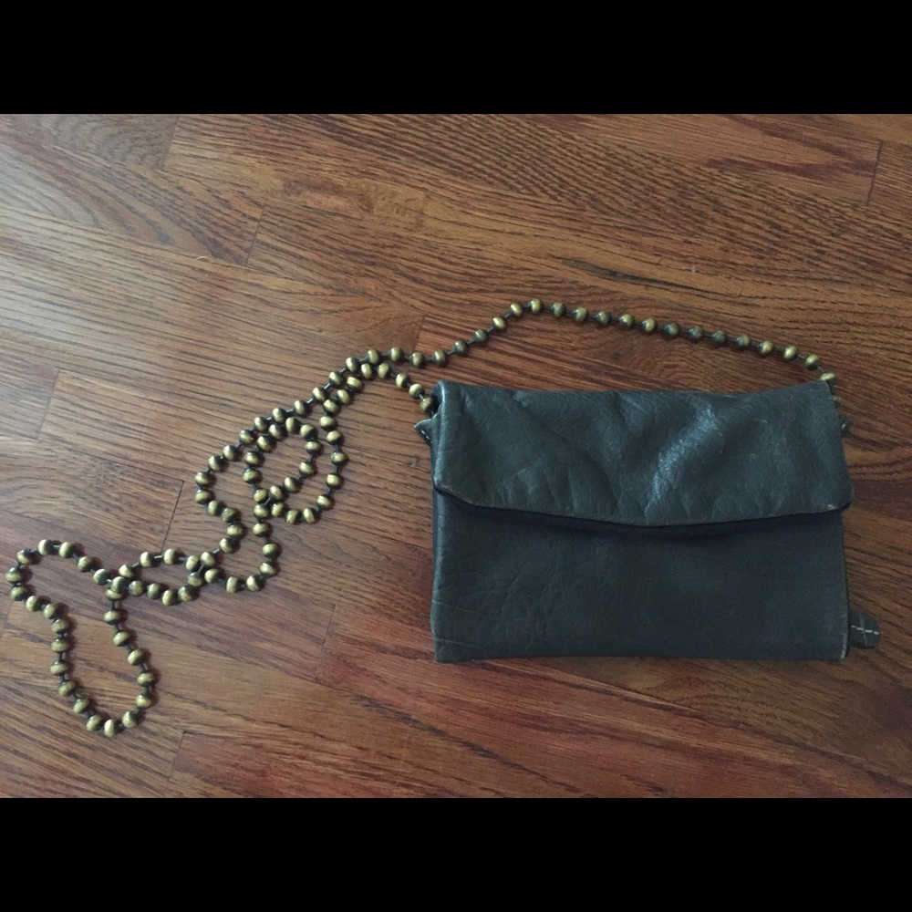Free people black leather cross body bag