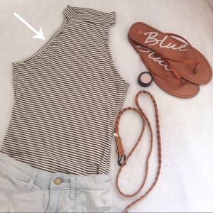 STRIPED SLEEVELESS BODYSUIT