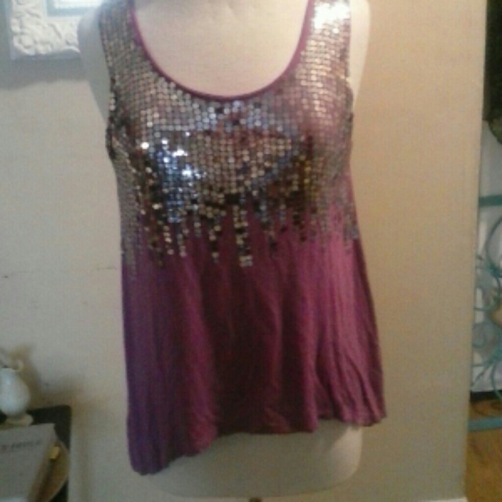 Silver sequined purple top❤