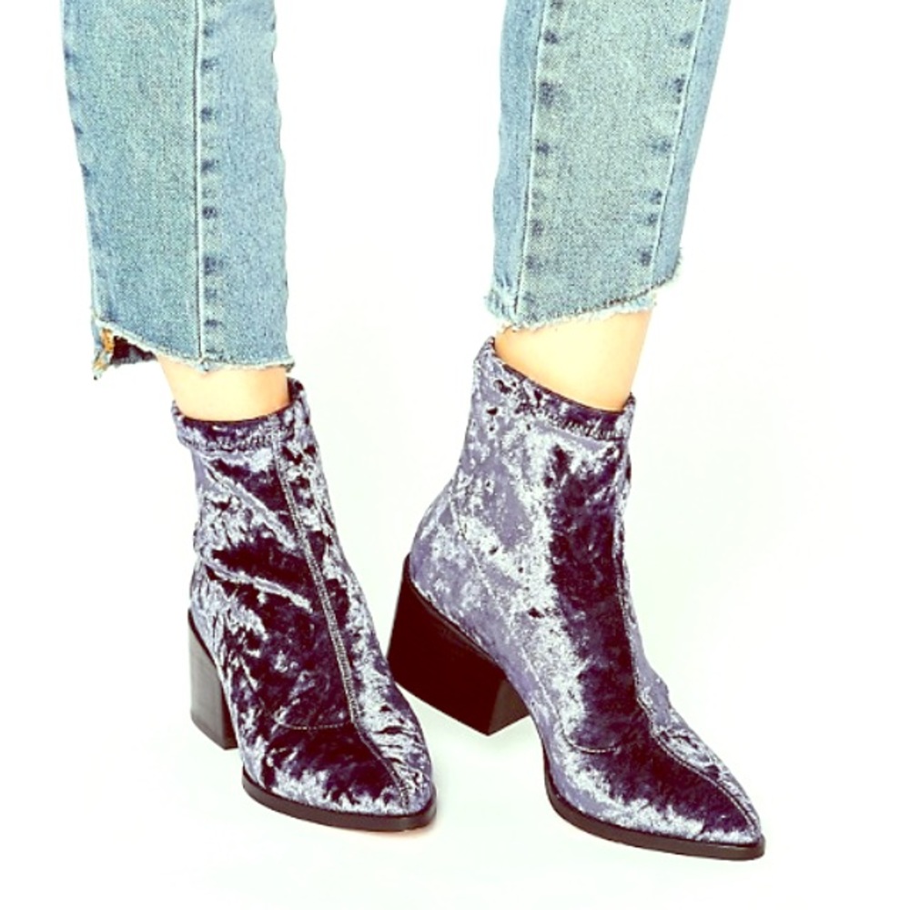Asos ROCCO pointed velvet sock boots 10