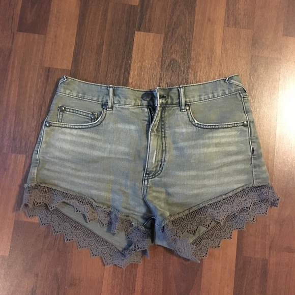 Free People Pants - Free People lacey denim cutoff shorts in gray