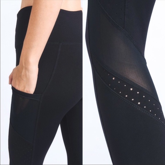 SOLD OUT // Mesh + Dot High Waist Workout Leggings - Picture 4 of 7