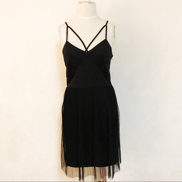 Francesca's Collections Dresses & Skirts - Pleated Strappy sexy caged black dress