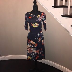 Anthropologie Dress Blue with Floral Print