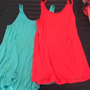 Pink and blue tank tops from Aerie☺️