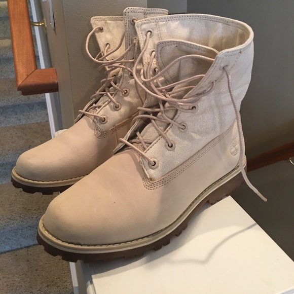 timberland Shoes - Cream timberland boots size 4.5 in kids