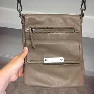 The Sak Taupe Leather Crossbody Bag