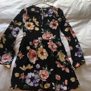 Floral Dress with Bell Sleeves