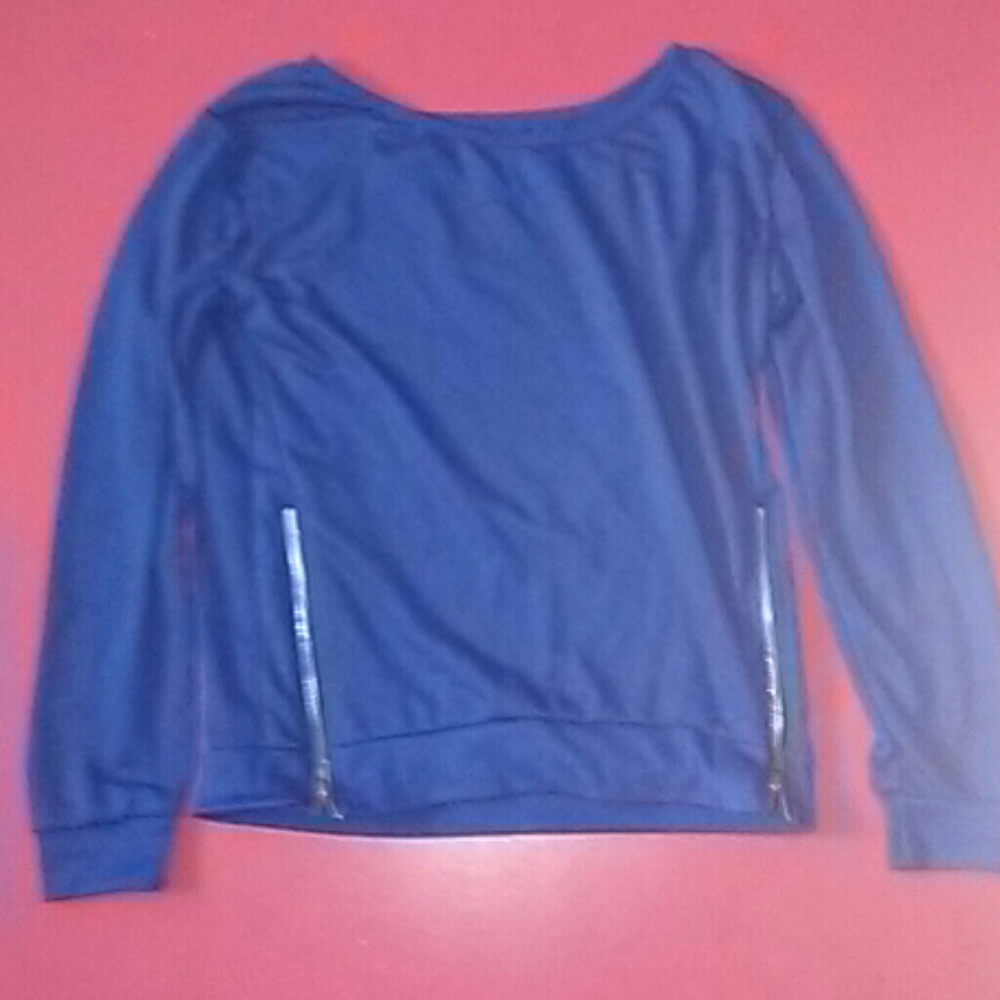 Blue zip-up shirt