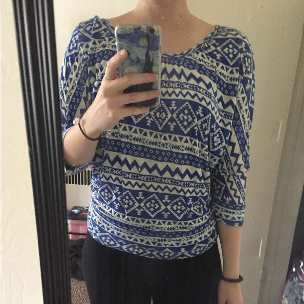 Blue and white tunic