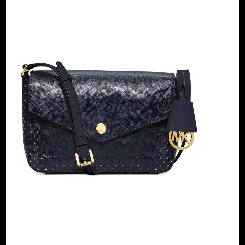 Michael Kors Greenwich Small Flap Crossbody NavyWh - Picture 1 of 3
