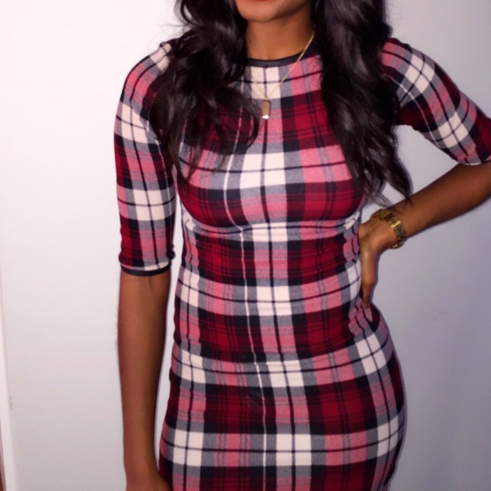Lumber jack/plaid print bodycon dress