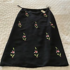 Tibi silk embroidered skirt