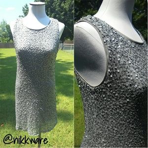Silver sequin sleeveless cocktail dress