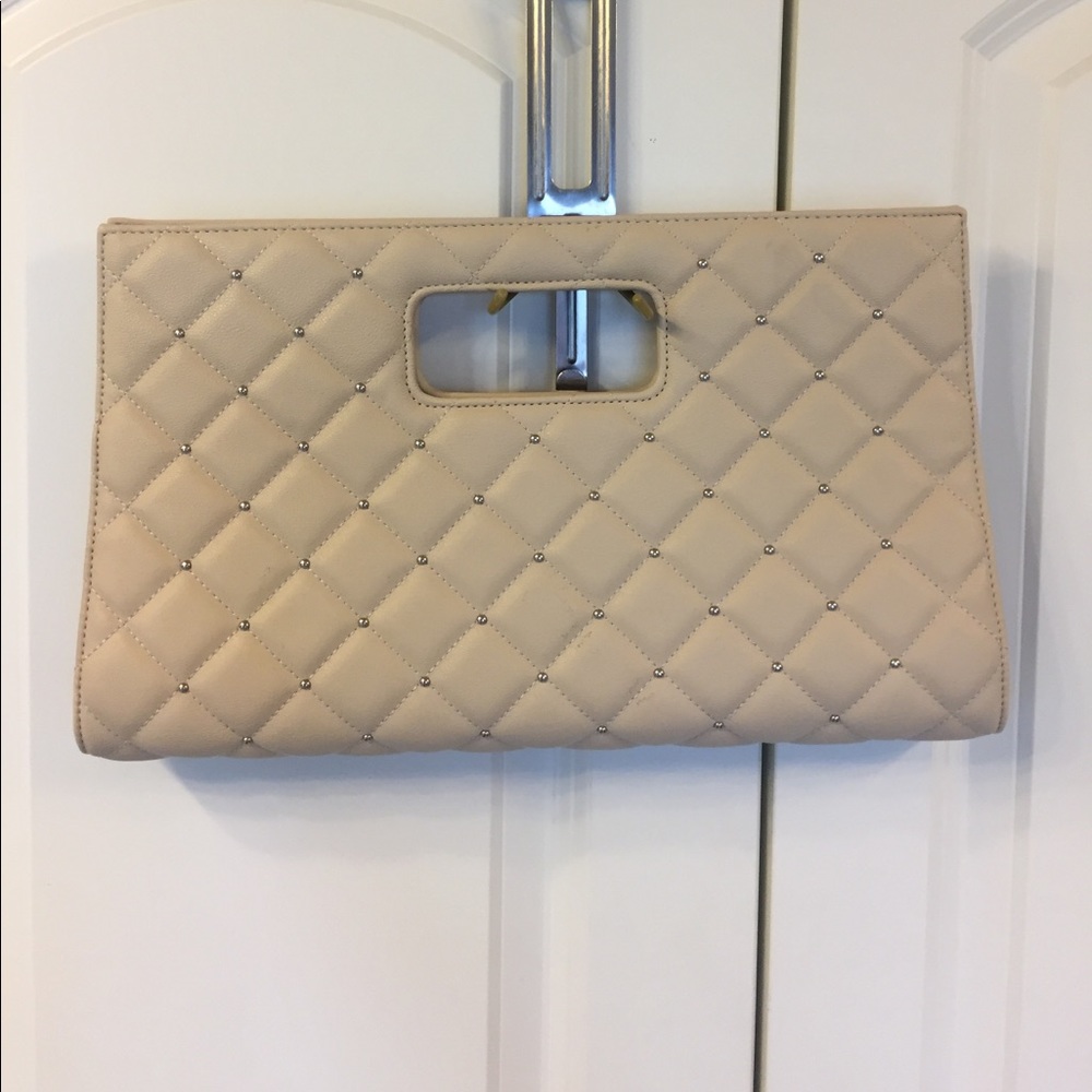 NEW large cream faux leather clutch!