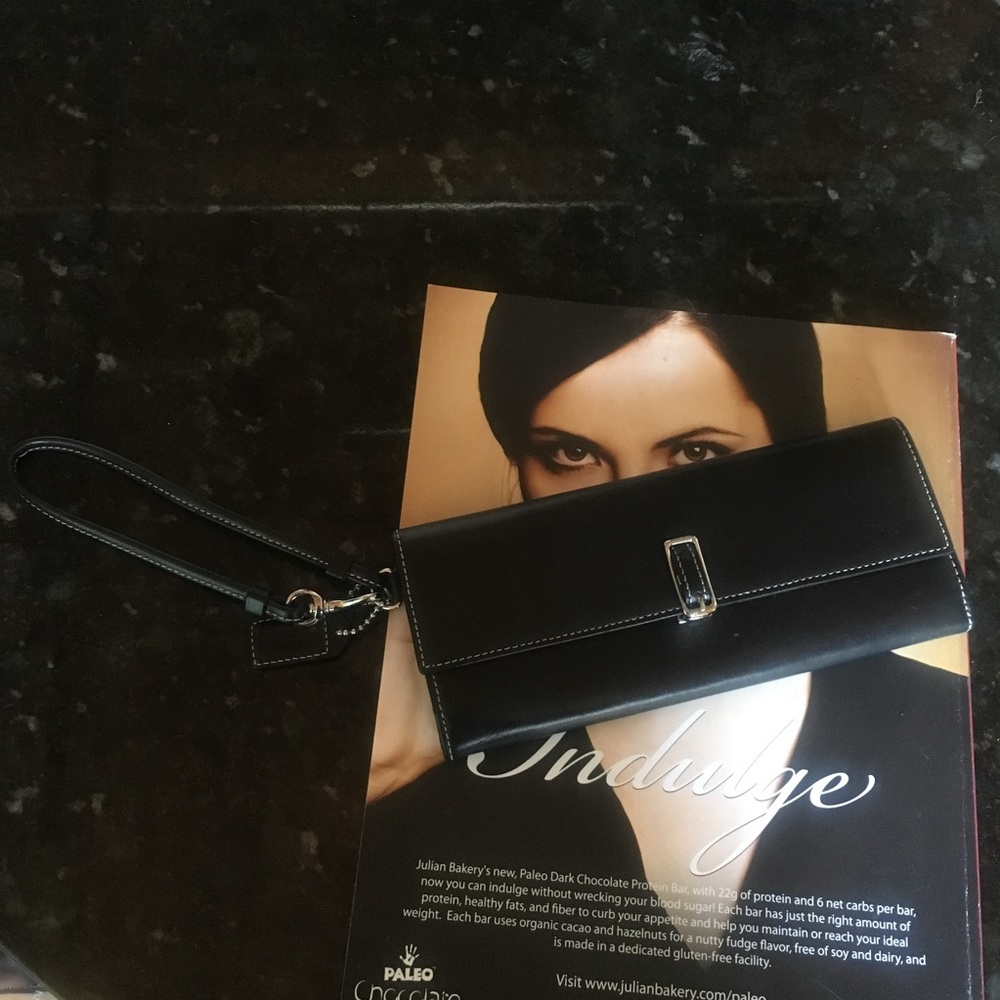 Authentic Coach Black Leather Wristlet