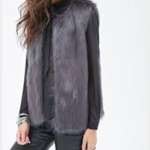 Forever 21 gray faux fur vest