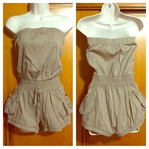 Khaki waist cinching romper