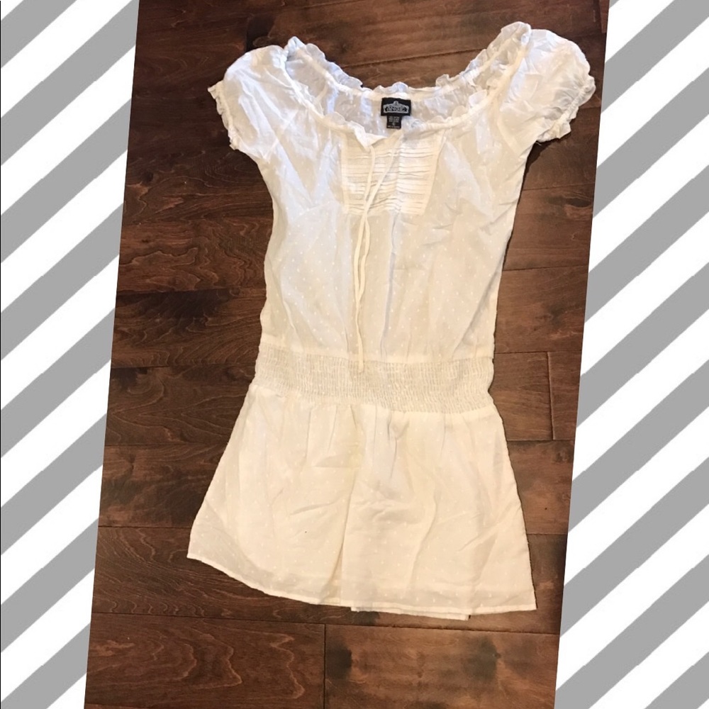 Boho cottage core white eyelet coverup top/dress - Picture 1 of 1