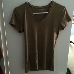 Green V-neck T-shirt