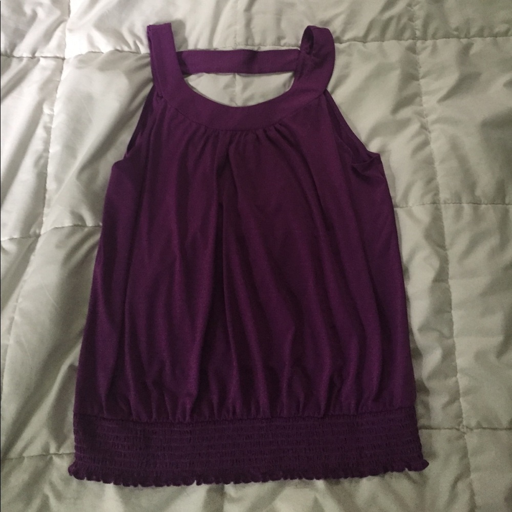 Flowy Purple shirt with cut open back straps