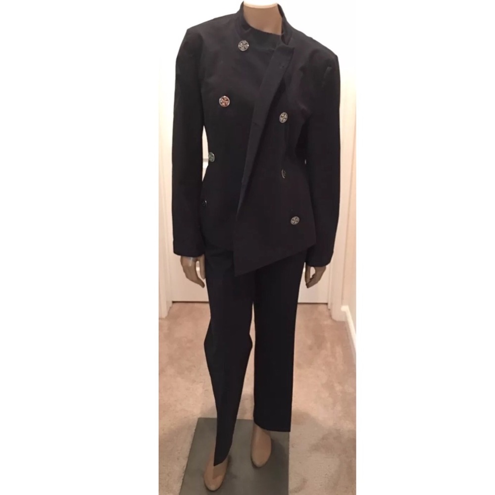 Tory Burch Blue Four Button Closure Suit