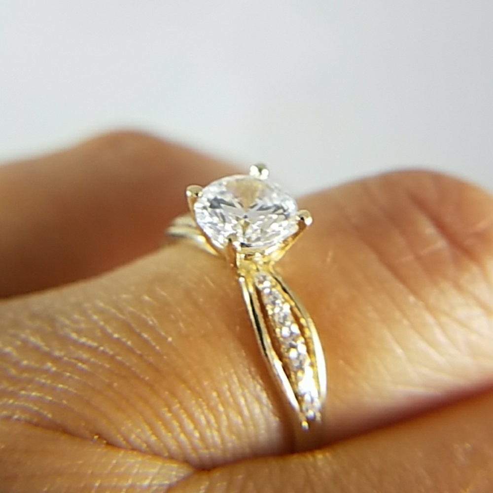14k Solid Yellow Gold Engagement Ring 1ct Round - Picture 2 of 15