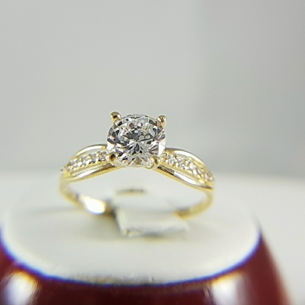 14k Solid Yellow Gold Engagement Ring 1ct Round - Picture 3 of 15