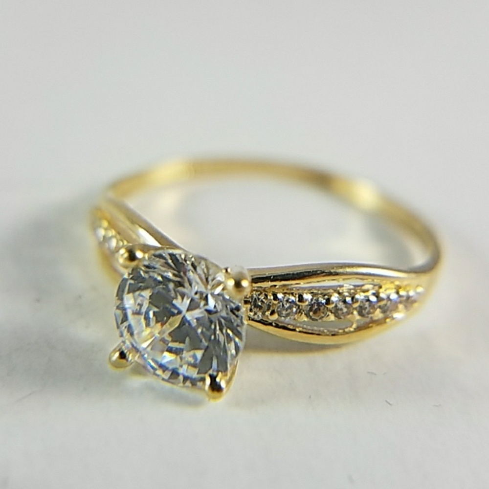14k Solid Yellow Gold Engagement Ring 1ct Round - Picture 4 of 15