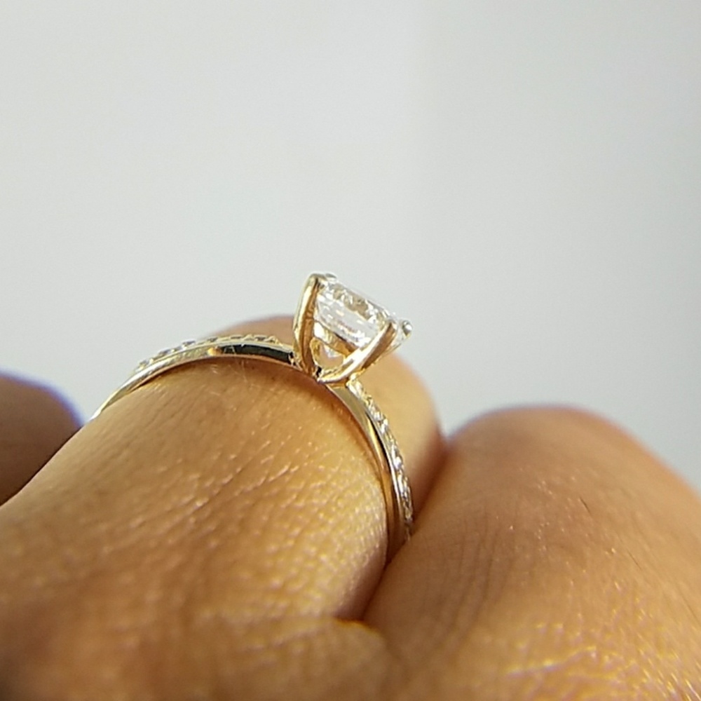 14k Solid Yellow Gold Engagement Ring 1ct Round - Picture 5 of 15