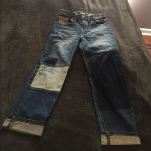 Gently worn patch jeans
